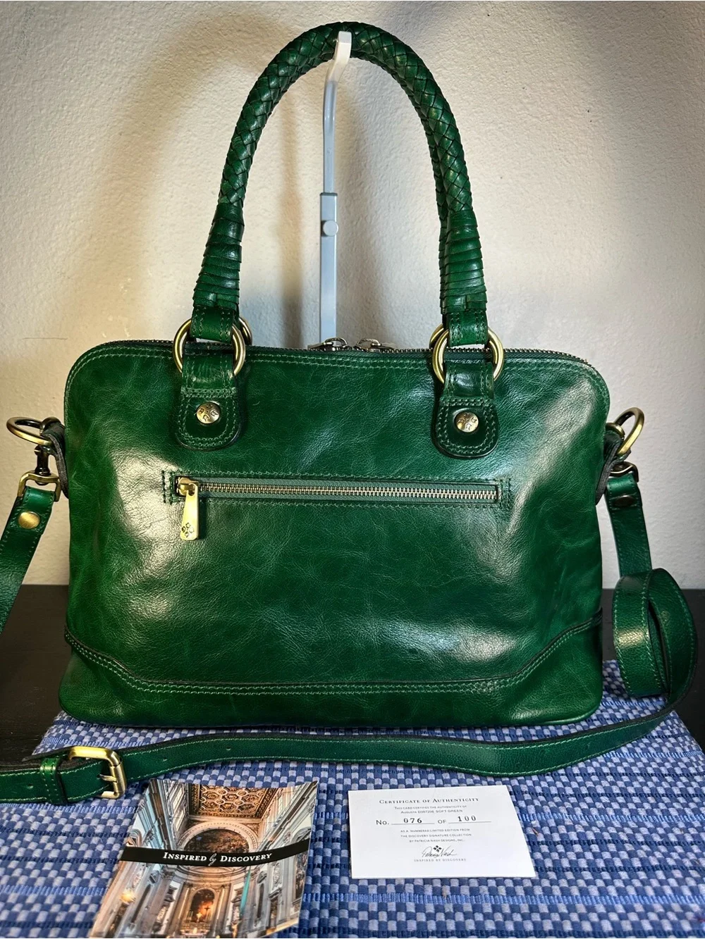 Patricia Nash Discovery Collection Augusta Satchel (Woven Emerald Green Leather)